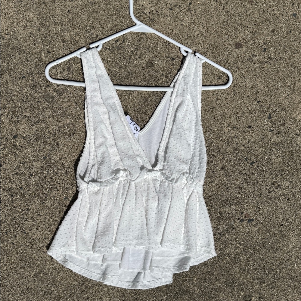 Sadie & Sage White Dotted Tank Top